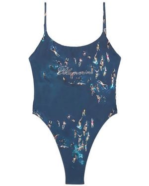 Blumarine Swimmers-Print Swimsuit - Blue