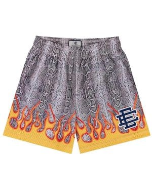 Eric Emanuel Snakeskin-Print Flame-Detail Shorts - Grey