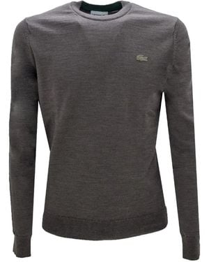 Lacoste Logo-Patch Crewneck Jumper - Grey
