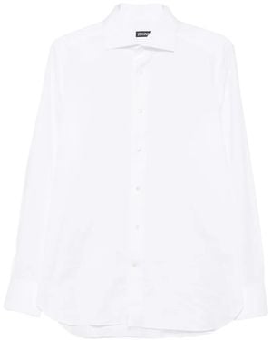 ZEGNA Spread-Collar Button-Up Shirt - White