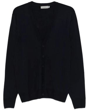 Canali Button V-Neck Cardigan - Black