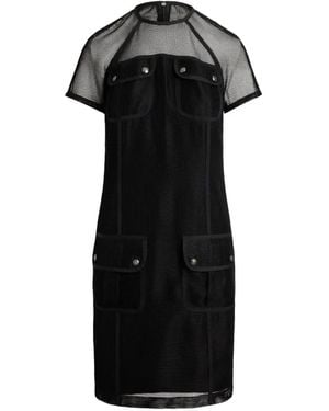 Ralph Lauren Mesh-Overlay Pocket-Detail Mini Dress - Black
