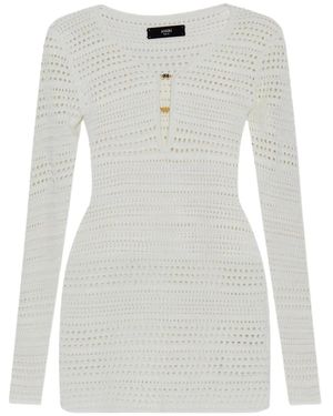 Amiri オープンニット ロングスリーブ ドレス - ホワイト