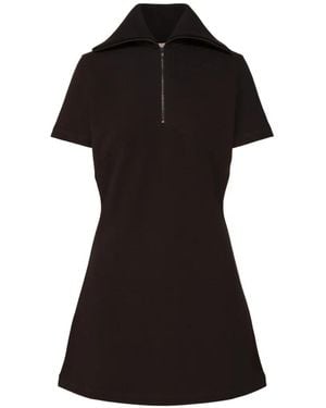 Calvin Klein Zipped Polo-Collar Short-Sleeve Mini Dress - Black
