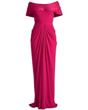 Tadashi Shoji Pleated V-Neck Maxi Dress - Pink