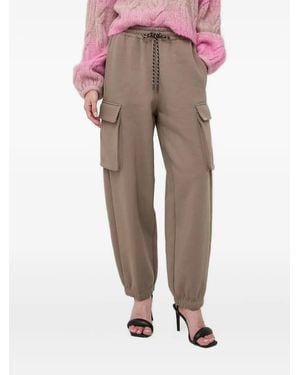 Miss Sixty Embroidered-Logo Cargo-Pocket Joggers - Natural