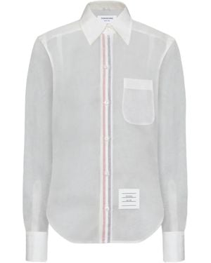 Thom Browne Camisa de organza a rayas - Blanco