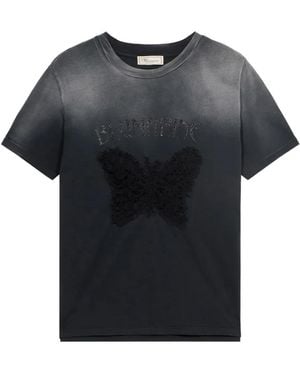 Blumarine Butterfly-Print T-Shirt - Black