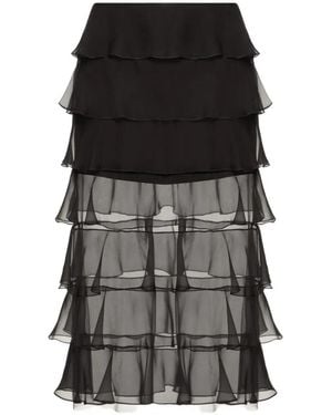 Valentino Garavani Ruffled Midi Skirt - Black