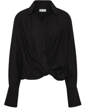 Rebecca Vallance Noor Twist-Front Collared Shirt - Black