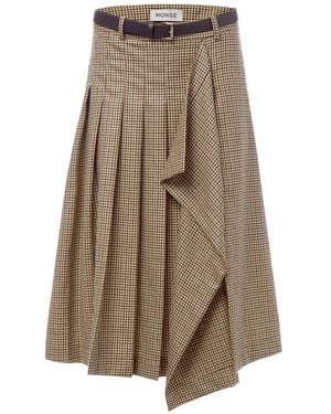 Monse Pleated Wrap Midi Skirt - Brown