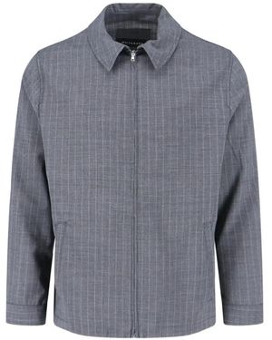 White Sand Pinstripe Zip Shirt - Grey