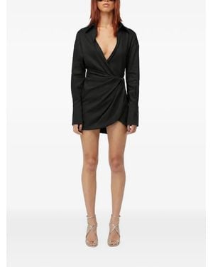 GAUGE81 Puno Wrap-Style Shirt Mini Dress - Black