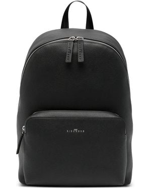 John Richmond Logo-Motif Pebbled-Leather Backpack - Black