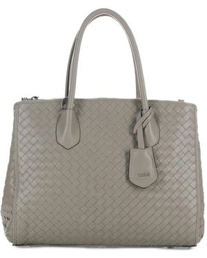 Poche Paris Ambre Torba Woven Leather Tote Bag - Grey