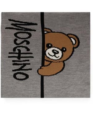 Moschino Teddy Bear-Motif Scarf - Grey