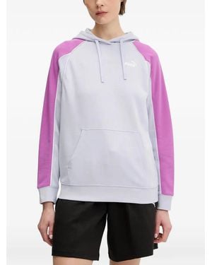 PUMA Logo-Print Raglan-Sleeve Hoodie - Purple