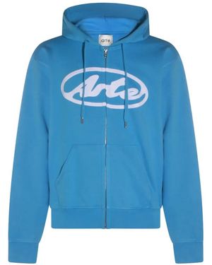 Arte' Circle Logo Zip-Up Hoodie - Blue