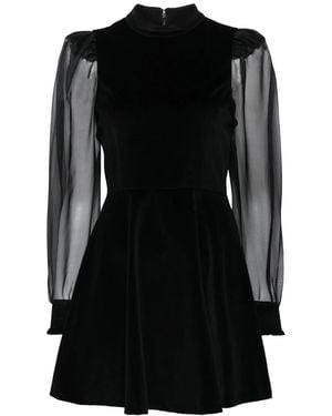 Alice + Olivia Paulette Mock-Neck Puff-Sleeve Dress - Black