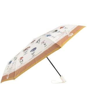 Moschino Mushroom-Print Folding Umbrella - Natural