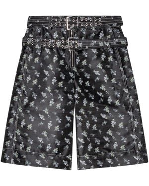 Ganni Floral-Print Shorts - Gray
