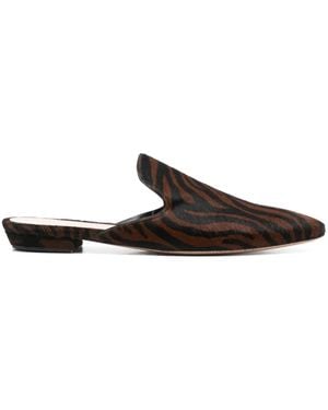 Gianvito Rossi Chaussons À Imprimé Zèbre - Marron
