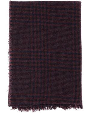 Faliero Sarti Checked Frayed-Edge Scarf - Purple