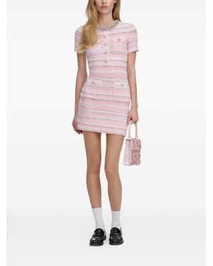 Self-Portrait Striped Crystal-Embellished Mini Dress - Pink