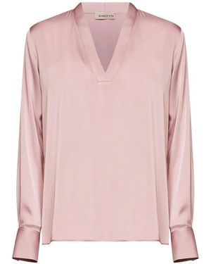 Blanca Vita V-Neck Long-Sleeve Blouse - Pink