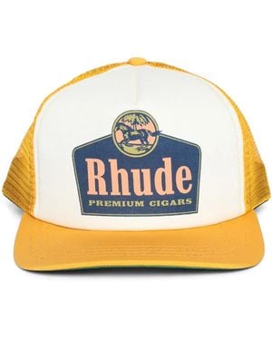 Rhude Logo-Print Cotton Cap - Yellow