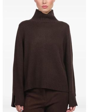 Allude Ribbed-Trim Sweater - Brown