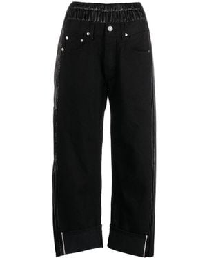 Junya Watanabe Logo-Patch Panelled-Design Cropped Jeans - Black