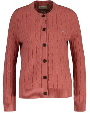 GANT Cardigan En Maille Torsadée - Rouge