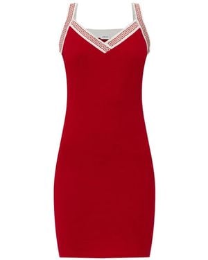 Versace Vestido Corto En Jacquard - Rojo