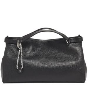 Orciani Midi Virgo Leather Tote Bag - Black