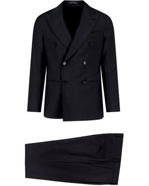 Caruso Double-Breasted Suit - Black