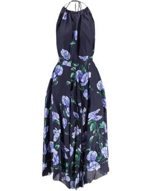 LAVI COUTURE Plumeria Floral-Print Gathered Dress - Blue