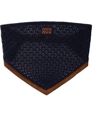 Miu Miu Cotton And Suede Bandana Top - Blue