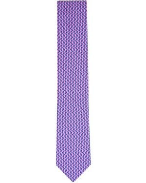 Canali Geometric-Pattern Silk Tie - Purple