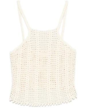 TERRY PUESTO Crochet-Knit Top - White