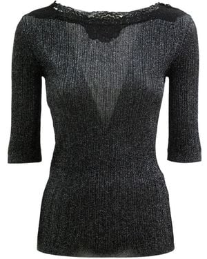 Valentino Garavani Lace Ribbed Top - Black