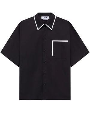 MSGM Piping-Detail Chest-Pocket Shirt - Blue