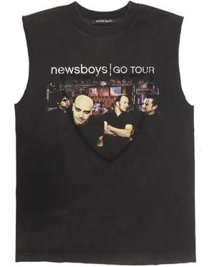 HTC Newsboys-Print Studded Tank Top - Black