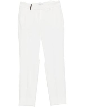 Peserico Cropped Slim-Fit Pants - White