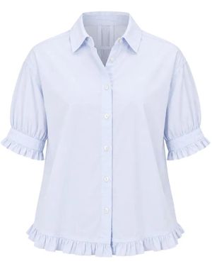 TRUE RELIGION Ruffle-Trimmed Puff-Sleeve Shirt - Blue