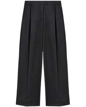 La DoubleJ Pleated Straight-Leg Trousers - Black