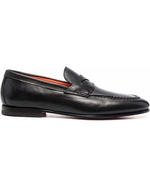 Santoni レザー ペニーローファー - ブラック