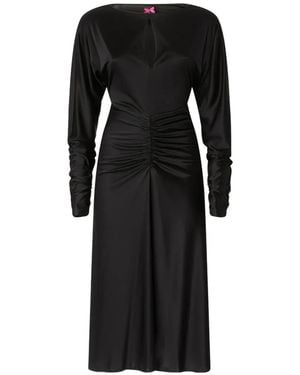 Pinko Vestido Fruncido De Manga Larga - Negro