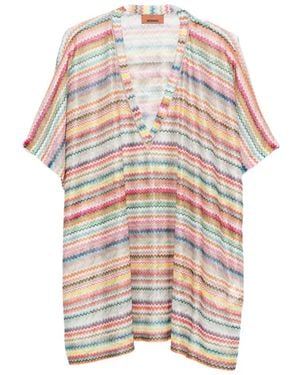 Missoni Zigzag Knit Kaftan Midi Dress - White