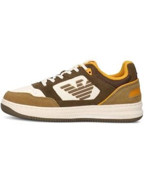 EA7 Logo-Patch Panelled Trainers - Metallic